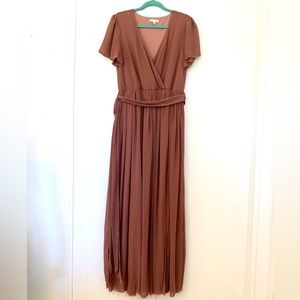 Baltic Born Mauve Maxi Dress with Slit and Tie Waist